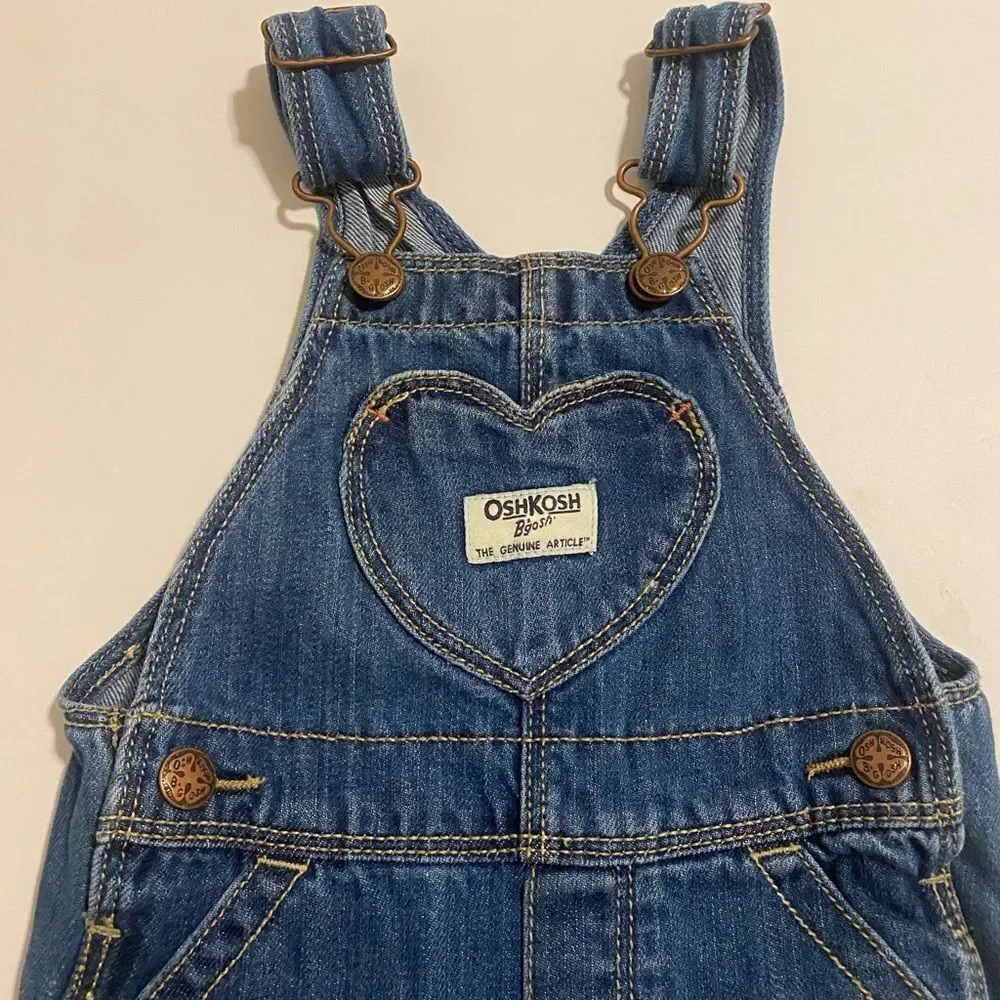 OshKosh B'gosh Kids' Blue Heart Denim Overalls 6-9months